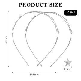 VIVIIHOO Gold Chip Headband Stars for Women Party Girls Bride Bridesmaids in Silver - Metal Headband with Rhinestone Crystals