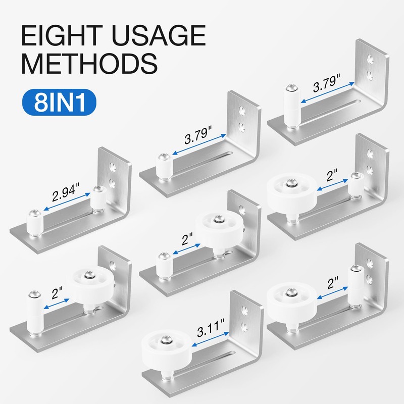 WINSOON Sliding Barn Door Floor Guide Brushed Nickel, Bottom Adjustable