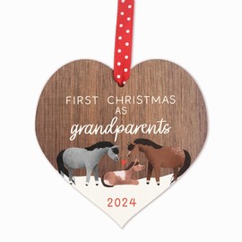 First Christmas as Grandparents Tree Decoration Bauble | horse design | Gifts for grandparent | Mum and Dad 15CD