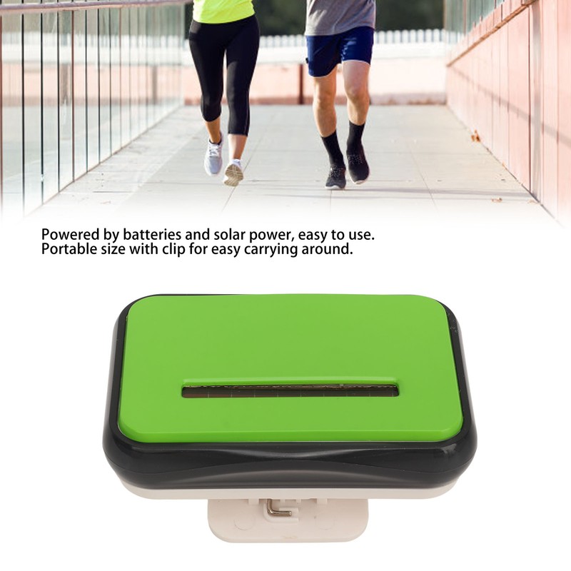 Walking Pedometer Green Solar Battery Powered Distance Calorie Counter Electronic