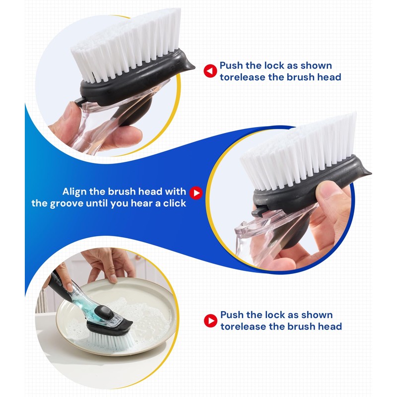 Dish Brush Head Replacement for OXO, 4 Pack Refill Head
