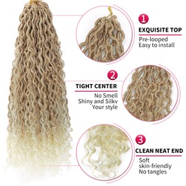 Goddess Locs Crochet Hair 22Inch 8Pack Faux Locs(27/613, 22inch(Pack of 8))