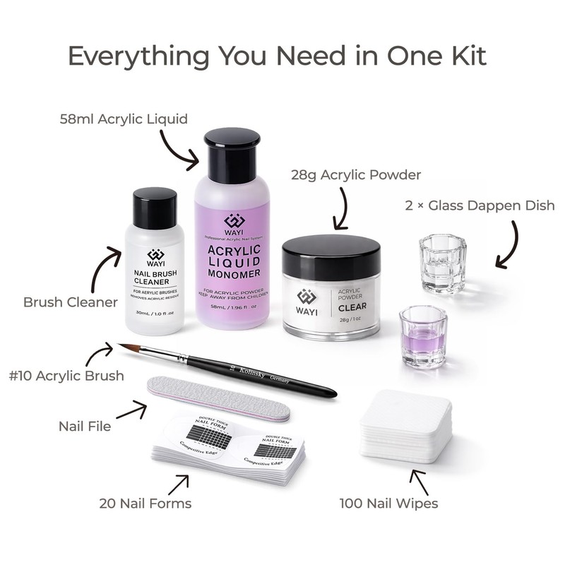WAYI Acrylic Nail Kit for Beginners – All-in-One Starter Set