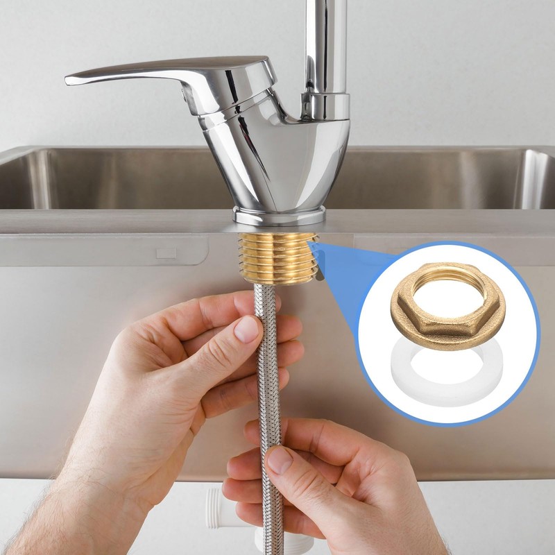 uxcell 4Pcs Brass Lock Nuts Pipe Fitting, G3/8"-19 Female Hex
