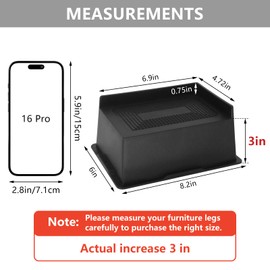 HANIHUA 8 Pack Bed Risers 3 inch, Oversized Furniture Risers Heavy Duty, Extra Wide Bed Lifts Risers for Couch, Table, Sofa, Dorm Twin XL, Desk, Bed Frame Risers Supports Up to 6,500 Lbs