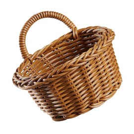 KONTONTY Retro Imitation Rattan Flower Basket Brown Wall Decor for Home Kitchen Durable Storage for Fruits Vegetables Decorative Displays