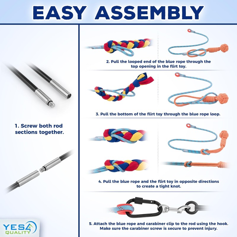 YES4QUALITY Flirt Pole for Dogs - Safe & Strong for