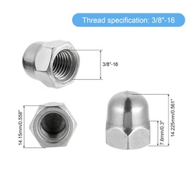 sourcing map M24x3.0 Acorn Cap Nuts, 1Pcs 316 Stainless Steel Dome Cap Head Acorn Nut Hardware Nuts for Bolt Cover, Silvery
