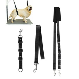 Ganquer 3Pcs Pet Dog Grooming Harness Strap Noose Restraint Belly Pad Leash Neck and Haunch Holder Grooming Adjustable Table Rope with D-Rings Bathing Band(Black)
