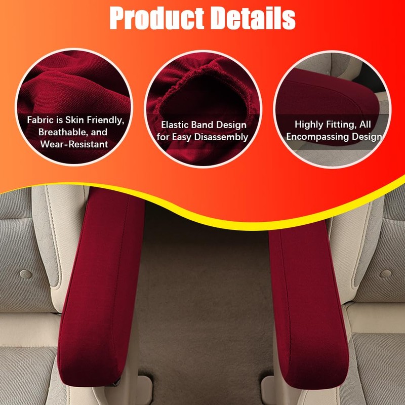 2PC Car Front Seat Armrest Covers,Universal Size Seat Arm Rest