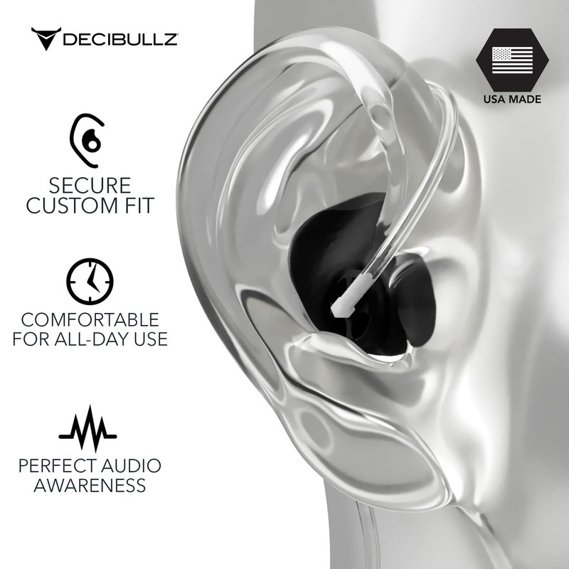 Decibullz Custom Moulded Security Two-Way Radio Surveillance Earpiece Set, Thermo-Fit