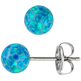 Jobo Pair Stud Earrings Ball Turquoise Earrings Stainless Steel with Opal Ball Stud Earrings