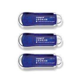 Integral 8GB Crypto-197 3-Pack 256-Bit Hardware Encrypted USB 3.0 Secure Flash Memory Drive - Certified to FIPS 197, Protection & Rugged Double-Layer Waterproof Design XTS-AES