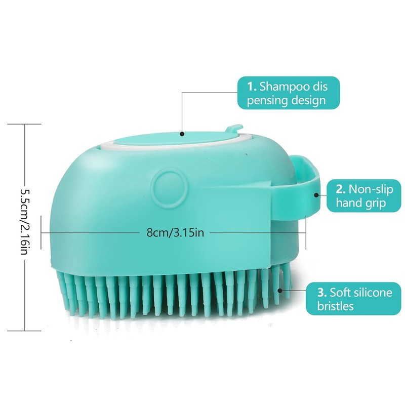 Gentle Pet Bath Brush with Shampoo Dispenser – Soft Silicone