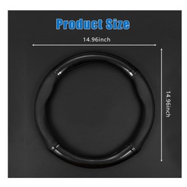 QODOLSI 1 Pack Car Breathable Steering Wheel Cover, Wear -Resistant Steering Wheel Sleeve, Carbon Fiber Non-Slip Steering Wheel Protector, Four Seasons Universal Steering Wheel Set (Black #Circular)