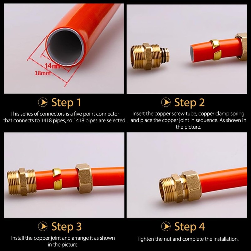 Pack of 2 Brass Compression Fitting for Copper Pipe with