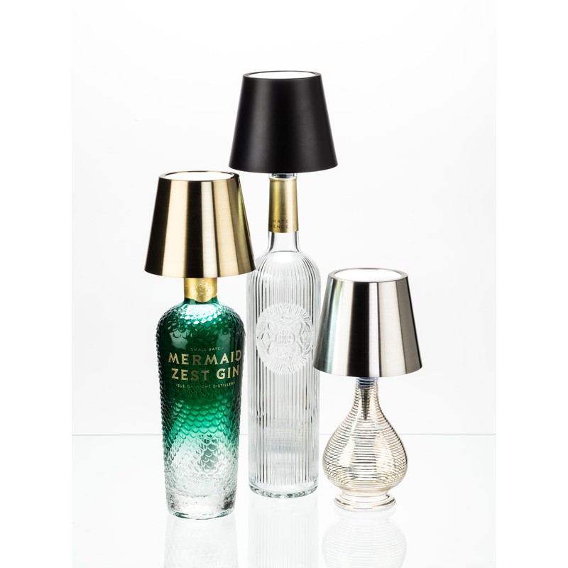Abbott Collection Cordless Rechargeable LED Bottle Stopper Lamp/Light (Silver, Classic