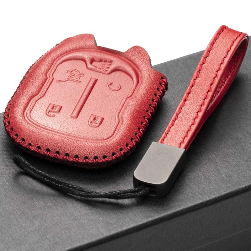 Vitodeco Genuine Leather Smart Key Fob Case with Leather Strap
