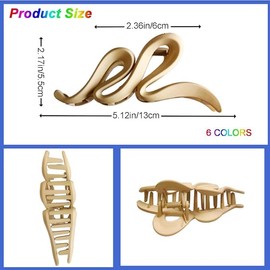 Large Hair Clips Big Claw Clips, 6Pcs Matte Strong Hold Jaw Clips,Matte Strong Hold Large Hair Clips,Jumbo Wavy Jaw Clips for Women Thick Hair,Large Hair Claw Clips Strong Hold Matte Color Hair Clips