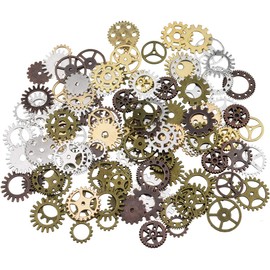 200 Gram Assorted Antique Steampunk Gears Charms Pendant Clock Watch Wheel Gear for Crafting, DIY Jewelry, Mixed Colors