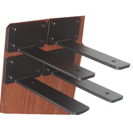 4 Pack - 6 inch Black Hidden L Shelf Bracket (1/5 Inch Thicked) Iron Shelf Brackets, Metal Shelf Bracket, Industrial Shelf Bracket, Modern Shelf Bracket, Metal L Brackets for Shelves Support