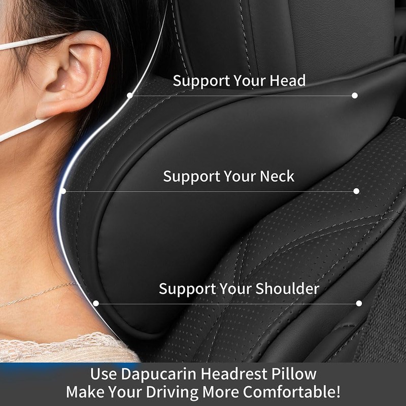 Dapucarin Car Headrest Memory Foam Neck Pillow for Driving with