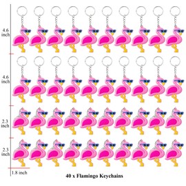 Elecrainbow 40 Pack Pink Flamingo Keyring Pack Party Favor for Flamingo Lover, Hawaiian Tropical Luau Summer Beach Party, Baby Shower, Birthday, Never Forget How Flamazing You Are Party