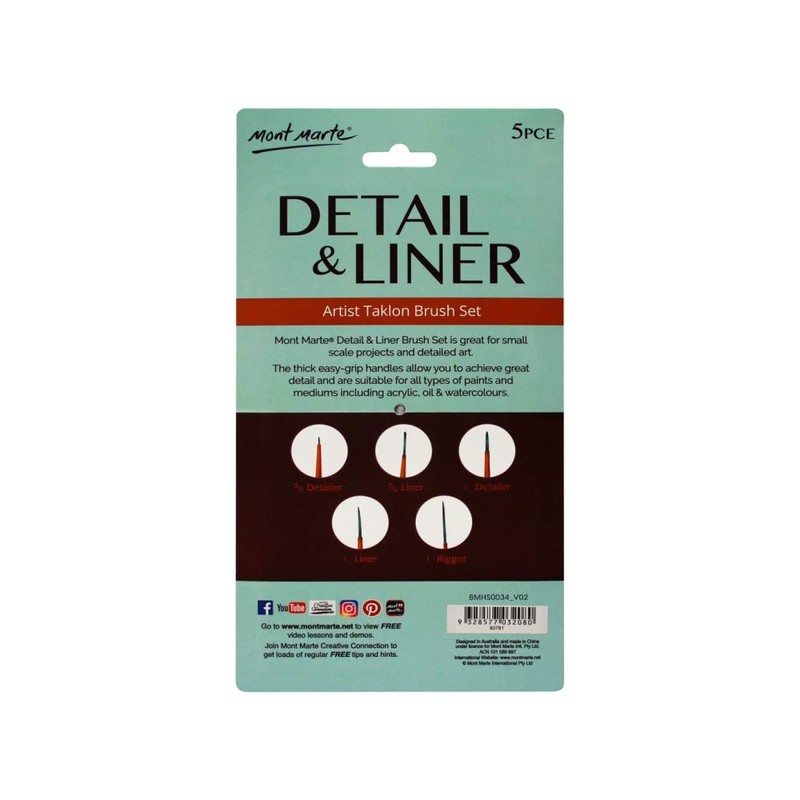 MONT MARTE Detail & Liner Brush Set, Wood, Standard, L