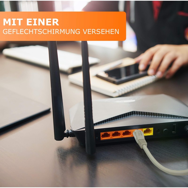 1aTTack.de 10m - grau - 1 Stück CAT.7 Netzwerkkabel Patchkabel
