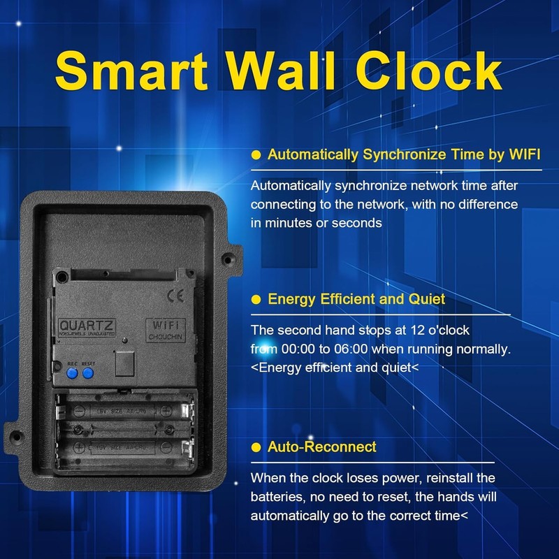 OCEST 10 Inch Smart Analog Wall Clock, Auto Time Sync