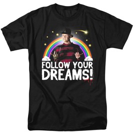 A Nightmare on Elm Street Freddy Follow Dreams Unisex Adult T-Shirt for Men and Women, Black, Medium