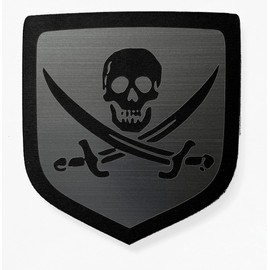 24Designs Compatible Front Emblem Jolly Roger Skull Silver Replacement for Dodge Challenger