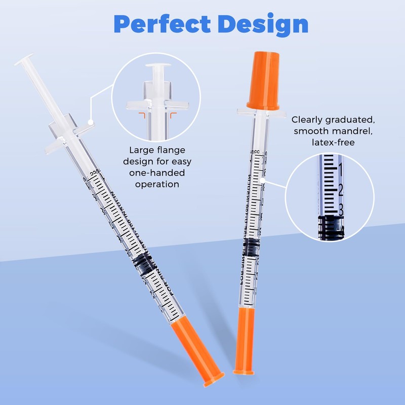 U-100 1ml syringe, 31G 1/4" (6mm) syringes, Individually Wrapped Pack