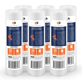 Aquaboon Whole House 1 Micron 10 x 2.5 PP Grooved Sediment Water Filter Cartridge Replacement Compatible with AP110, WHKF-GD05, CFS110, P5, 6-Pack