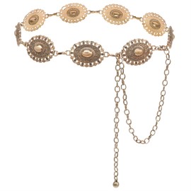 YGR Chain Belt for Women Girls Bronze Western Metal Waist Chain, Adjustable Women Long Belt Body Belly Jewelry for Dresses Jeans Trousers Bronze S