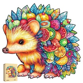Wooden Puzzle Adult Hedgehog Unique Wooden Puzzle, Animal Shape Wooden Puzzle with Gift Box, 172 Pieces, M 25.5 x 24.6 cm
