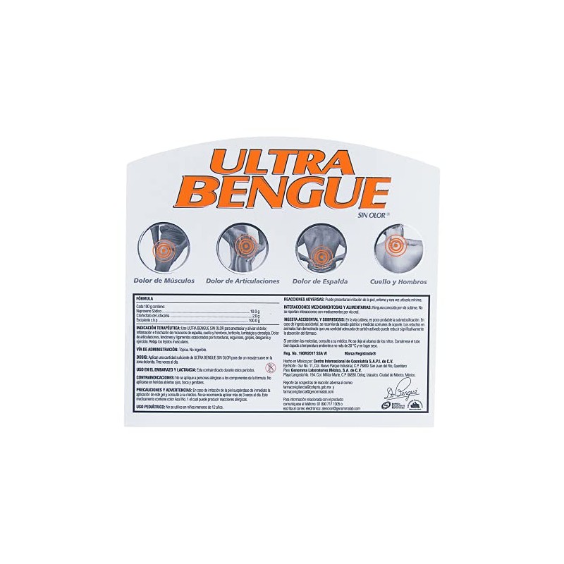 Ultra Bengue Gel Olor Anestesia Alivia Dolor Desinflama Tubo 35g