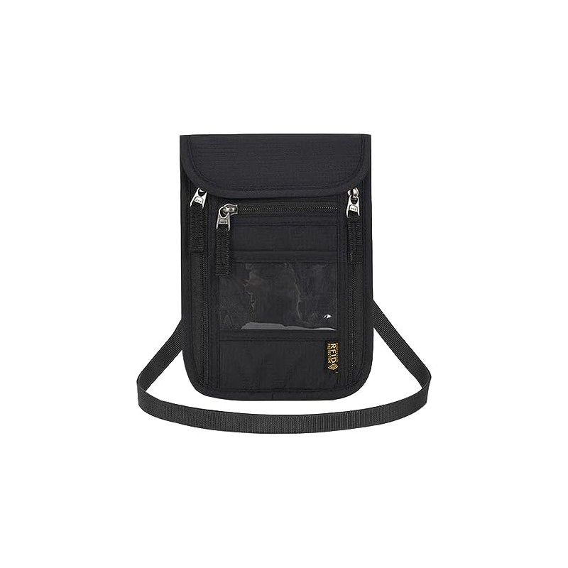 Mythya Carteras para Pasaporte, Cartera de Cuello con Bloqueo RFID,