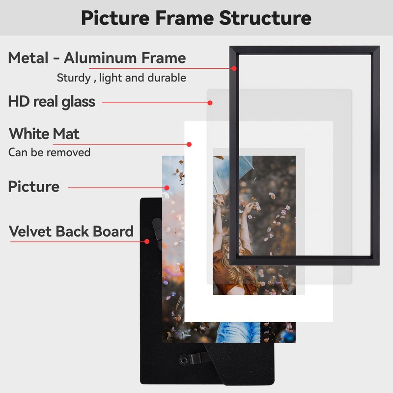 BKABOT 3.5x5 Picture Frame Set of 3, Black Metal Photo