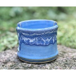 Pottery Sponge Holder/Sink Caddy Handmade Stoneware Ceramic, Blue with Frothy Swirl