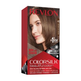 REVLON, Colorsilk Beautiful Color Permanent Hair Color with 3D Gel Technology Keratin 100 Gray Coverage Hair Dye, 40 Medium Ash Brown, 1 Count