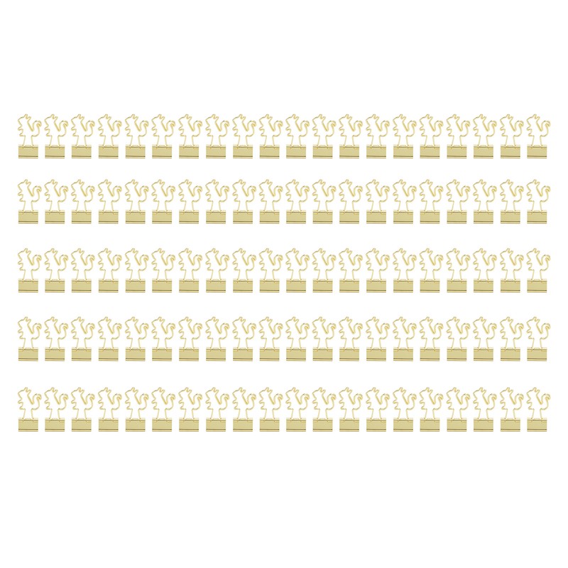 100 Pcs Binder Clips Gold Animal Shape Strong Clamping Force