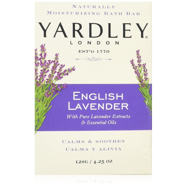 Yardley London English Lavender with Essential Oils Soap Bar, 4.25 oz Bar (Pack of 8)