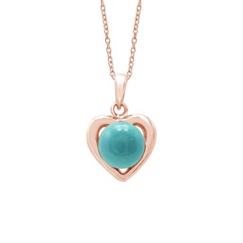 Ravishing Impressions Turquoise Heart Pendant Charm Necklace 925 Sterling Silver Bohomian Beach Dainty Jewelry Gift For Mom Rose Gold Plated