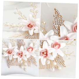 Ipetboom Hand-knitted Flower Hair Comb for Brides Elegant Bridal Headwear Accessory for Weddings and Special Occasions Lightweight and Design Stunning Floral Hairpiece