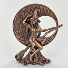 Fiesta Studios Witch with Celtic Moon, Bronze Ornament. H17cm