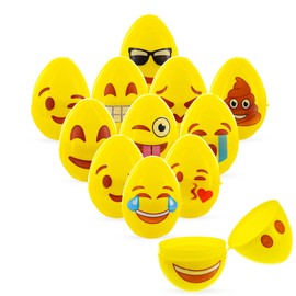 Set of 12 Facial Expressions Plastic Easter Eggs 2.25 Inches