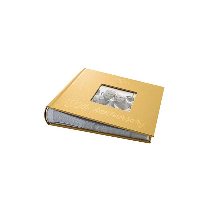 Happy Homewares Lovely Golden 50th Wedding Anniversary Photo Album with
