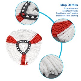 4 Pcs Spin Mop Replacement Head, Triangular Mop Heads with Fine Fiber Rotatable Mop Refills Compatible