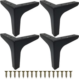 YOYEAH Pack of 4 10 cm Furniture Feet, Black Metal, Cabinet Feet with Screws, Perfect for Sofa, Coffee Tables, Cabinets, TV Cabinets, Bedside Table, Drawers, Furniture Feet, Cabinet Feet for DIY